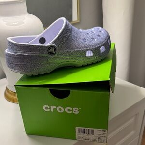 CROCS Kids Sparkly Clogs - Silver